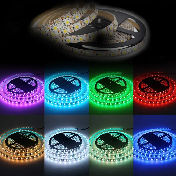 5V Flexible SMD 5050 RGB LED Bande Lumineuse 1M 60 LEDs Bande LED Multi Couleurs Bandes Lumineuses Imperméables Couleur Changean