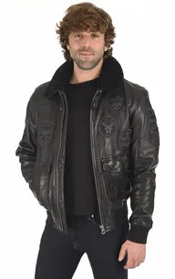 Blouson aviateur mythic noir Daytona 73 - La Canadienne - Blousons Cuir Noir