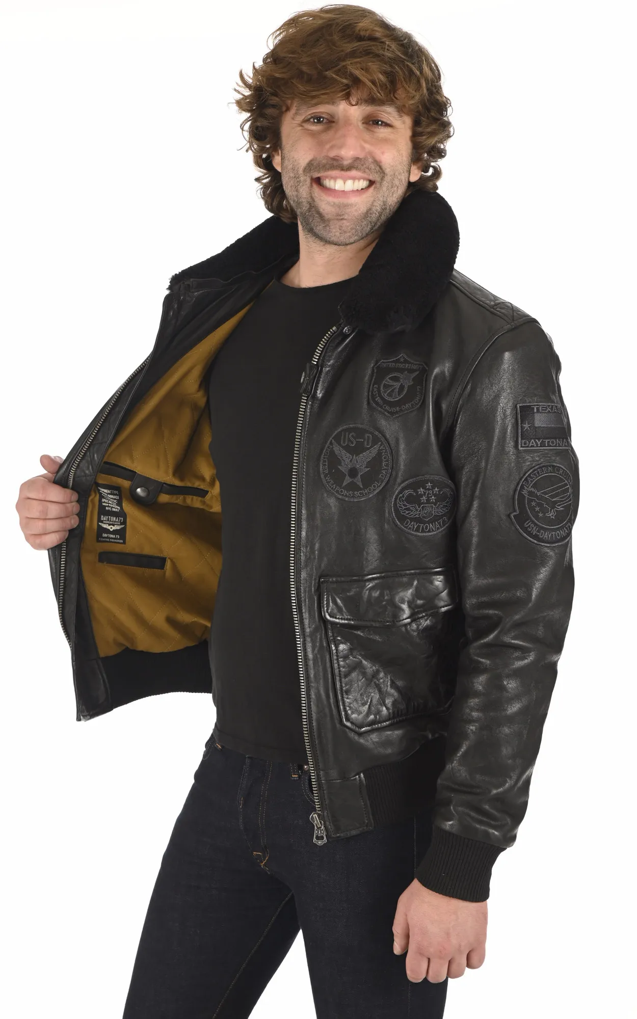 Blouson aviateur mythic noir Daytona 73 - La Canadienne - Blousons Cuir Noir