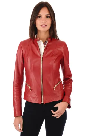 Blouson cintré cuir rouge La Canadienne - La Canadienne - Blousons Cuir Rouge