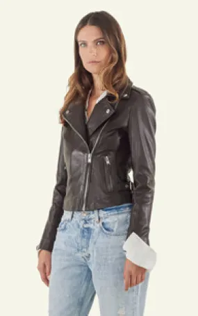 Blouson City Girl Marron Serge Pariente - La Canadienne - Blousons Cuir Marron