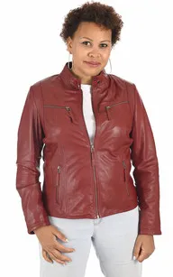 Blouson confort cuir rouge La Canadienne - La Canadienne - Blousons Cuir Rouge