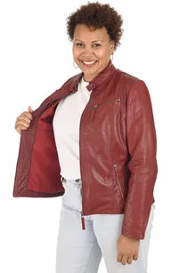 Blouson confort cuir rouge La Canadienne - La Canadienne - Blousons Cuir Rouge