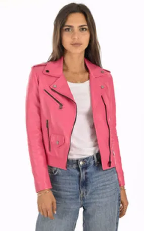 Blouson cuir agneau rose La Canadienne - La Canadienne - Blousons Cuir Rose