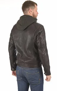 Blouson cuir Erico Hood marron Serge Pariente - La Canadienne - Blousons Cuir Marron