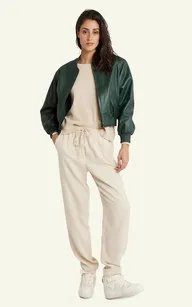 Blouson cuir Gaia vert Serge Pariente - La Canadienne - Blousons Cuir Vert