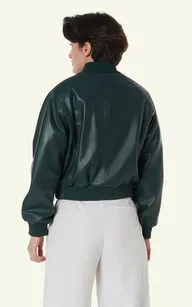 Blouson cuir Gaia vert Serge Pariente - La Canadienne - Blousons Cuir Vert