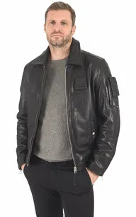 Blouson cuir Jaegger Black Patrouille de France - La Canadienne - Blousons Cuir Noir