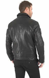 Blouson cuir Jaegger Black Patrouille de France - La Canadienne - Blousons Cuir Noir