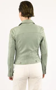 Blouson cuir Olympe Jade Rose Garden - La Canadienne - Blousons Cuir Vert de gris