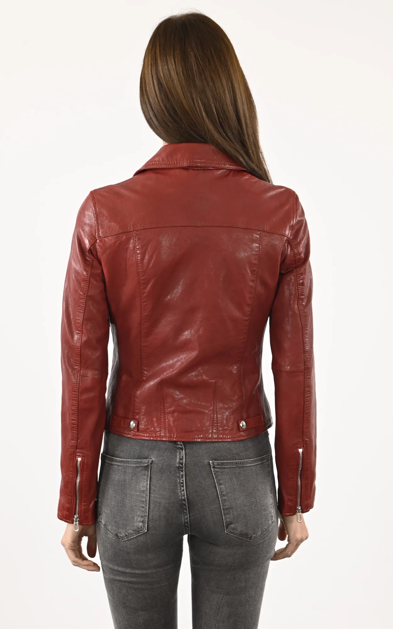 Blouson cuir Olympe rouge Rose Garden - La Canadienne - Blousons Cuir Rouge