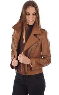 Blouson en cuir camel femme La Canadienne - La Canadienne - Blousons Cuir Camel