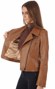 Blouson en cuir camel femme La Canadienne - La Canadienne - Blousons Cuir Camel