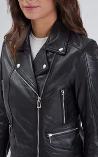 Blouson en cuir Panema noir Rose Garden - La Canadienne - Blousons Cuir Noir