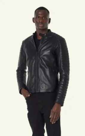 Blouson Leman Cuir Noir Serge Pariente - La Canadienne - Blousons Cuir Noir