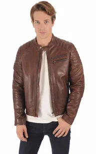 Blouson motard Starget marron Daytona 73 - La Canadienne - Blousons Cuir Marron