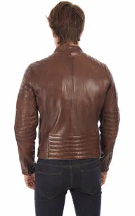 Blouson motard Starget marron Daytona 73 - La Canadienne - Blousons Cuir Marron