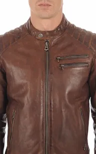 Blouson motard Starget marron Daytona 73 - La Canadienne - Blousons Cuir Marron