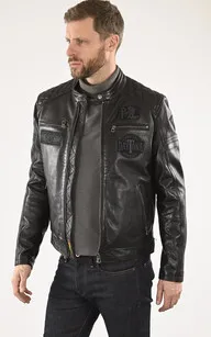 Blouson motard Walkor noir Daytona 73 - La Canadienne - Blousons Cuir Noir