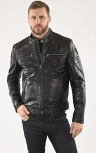 Blouson motard Walkor noir Daytona 73 - La Canadienne - Blousons Cuir Noir