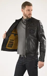 Blouson motard Walkor noir Daytona 73 - La Canadienne - Blousons Cuir Noir