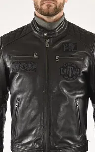 Blouson motard Walkor noir Daytona 73 - La Canadienne - Blousons Cuir Noir