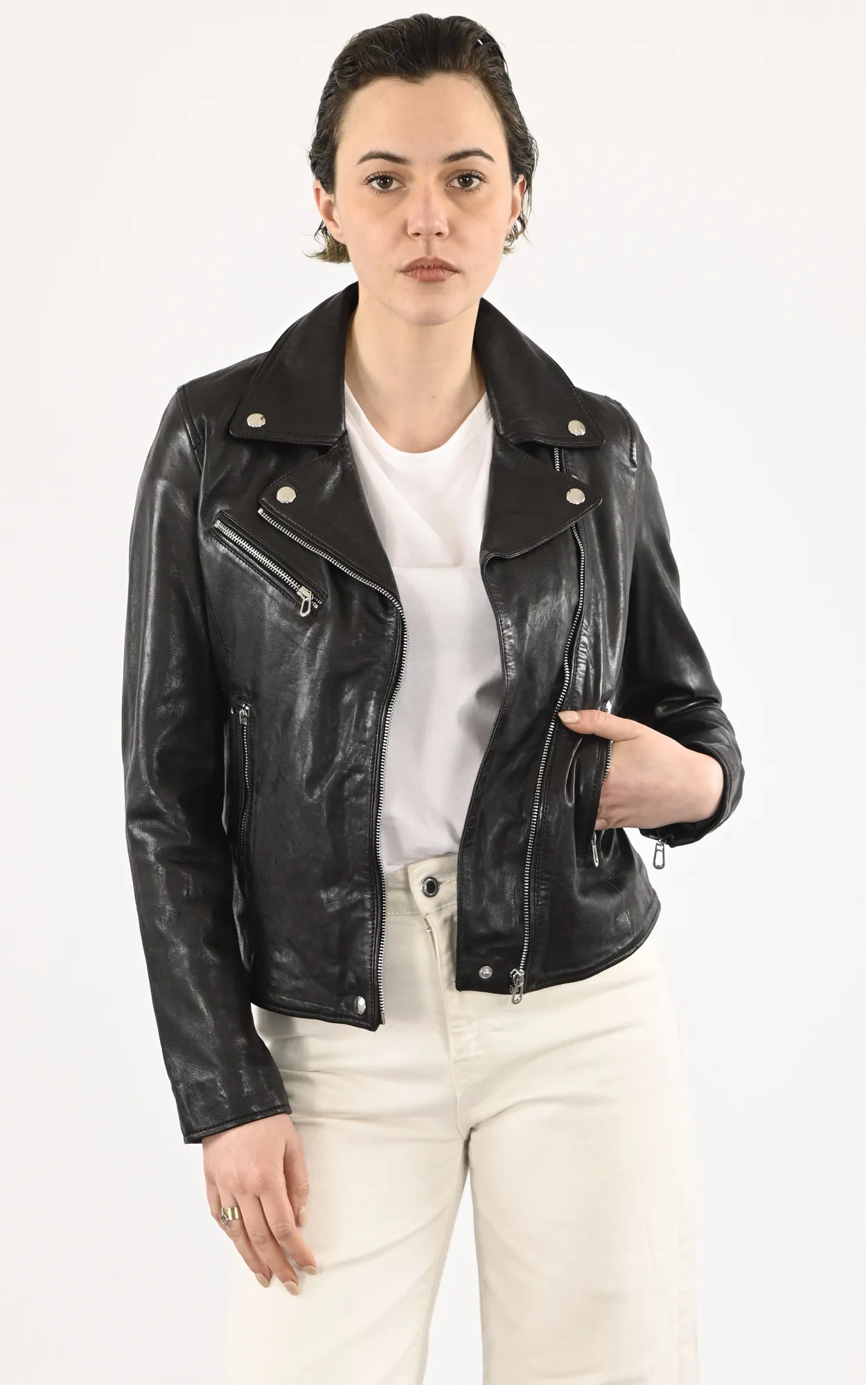 Blouson Olympe noir Rose Garden - La Canadienne - Blousons Cuir Noir