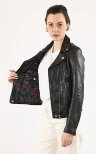 Blouson Olympe noir Rose Garden - La Canadienne - Blousons Cuir Noir