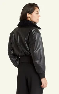 Blouson pilote cuir Dora noir Serge Pariente - La Canadienne - Blousons Cuir Noir