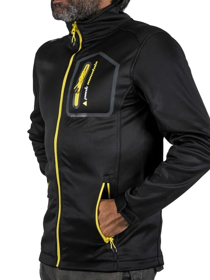 Blouson polar shell homme CRISTOM - PEAK MOUNTAIN - Noir Jaune