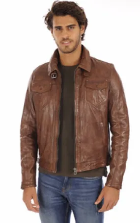 Blouson Shelby en cuir cognac Daytona 73 - La Canadienne - Blousons Cuir Cognac