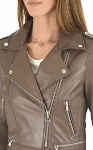 Blouson Yoko en cuir smoke Oakwood - La Canadienne - Blousons Cuir Smoke