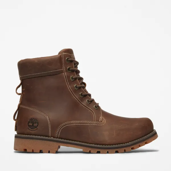 Boots mi-hautes imperméables robustes à lacets pour homme en marron clair