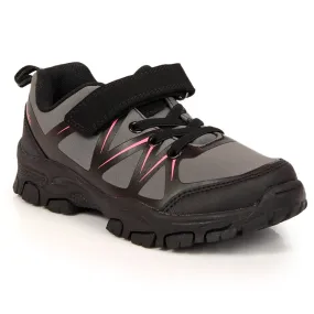 Chaussures de trekking pour enfants imperméables avec velcro gris American Club le noir