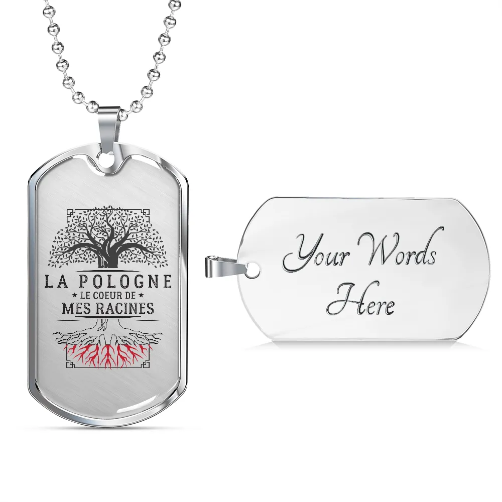 Collier et médaille militaire RACINES Polonaises cadeau pour un ou une Polonaise - Bijouterie
