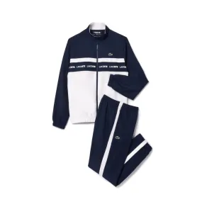 ENSEMBLE DE SURVÊTEMENT LACOSTE TENNIS SPORTSUIT AVEC BANDE SIGLÉE BLEU MARINE ET BLANC