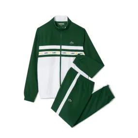 ENSEMBLE DE SURVÊTEMENT LACOSTE TENNIS SPORTSUIT AVEC BANDE SIGLÉE VERT ET BLANC