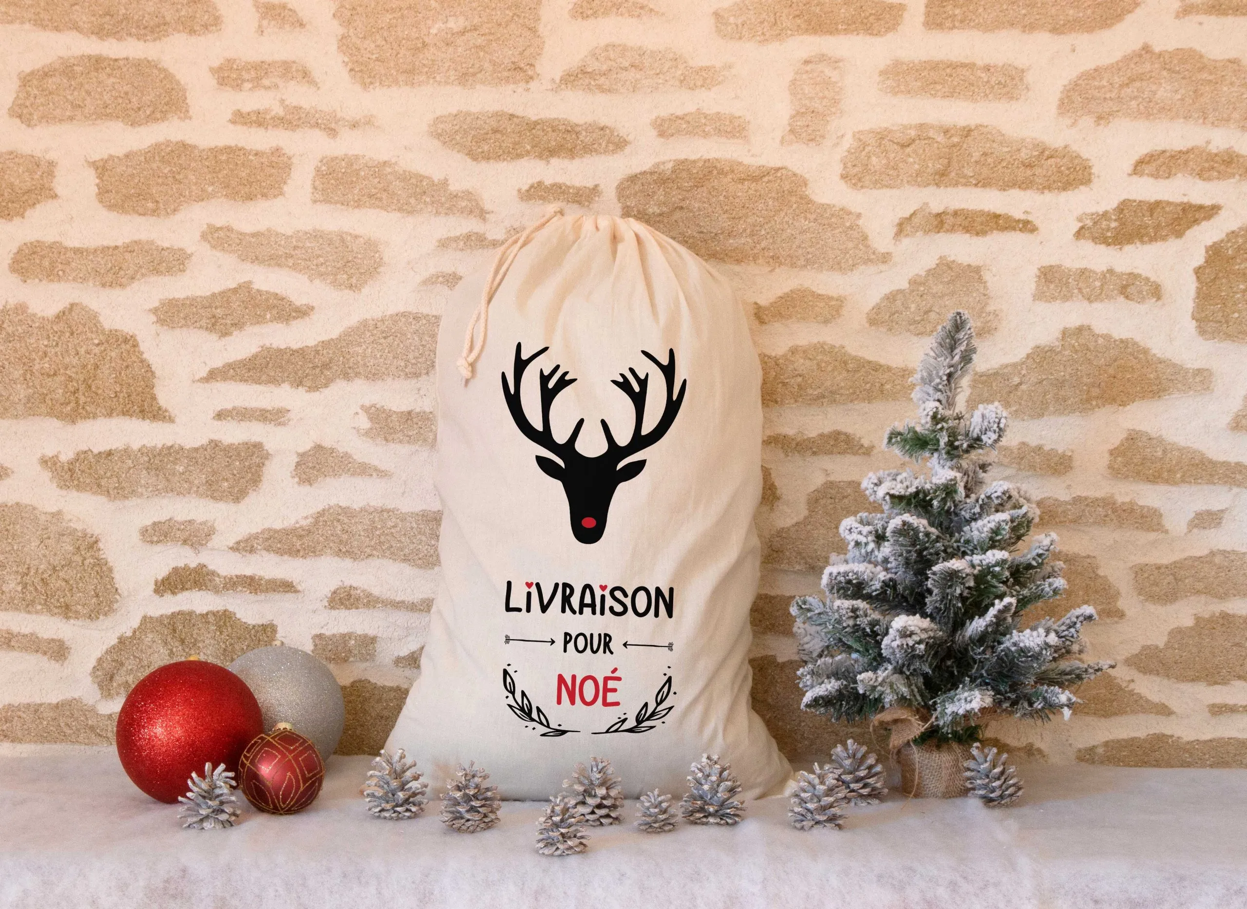 Hotte de Noël personnalisable Tête de cerf