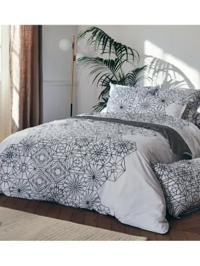 Housse de couette aux motifs floraux et graphiques - Blanc