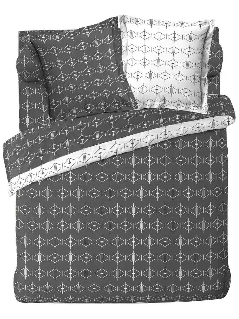 Housse de couette Collection Aris geometrix - gris anthracite