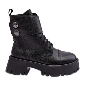 Lemar Anceria Bottes de travail en cuir pour femme Noir le noir