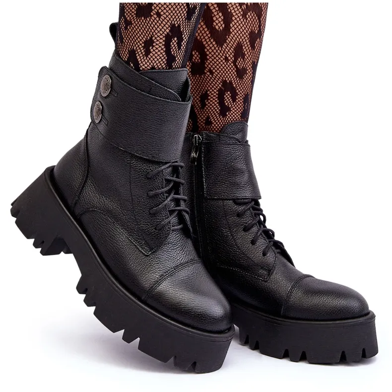 Lemar Anceria Bottes de travail en cuir pour femme Noir le noir