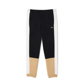 PANTALON DE SURVÊTEMENT LACOSTE REGULAR FIT COLOR-BLOCK NOIR BLANC ET BEIGE