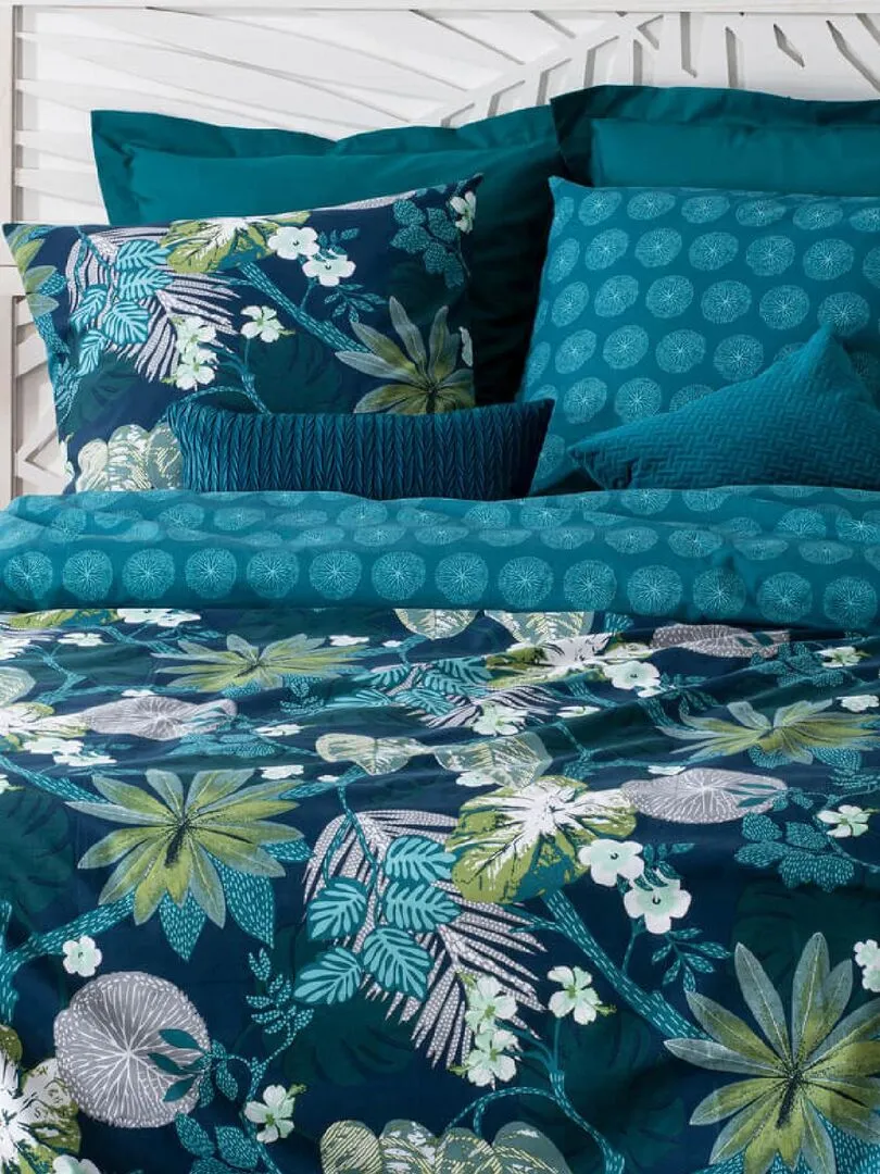 Parure de lit au style glamour floral - Bleu