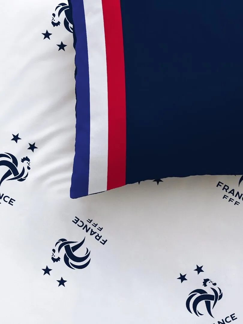 Parure de lit imprimée 100% coton, FFF DRAPEAU - Bleu marine