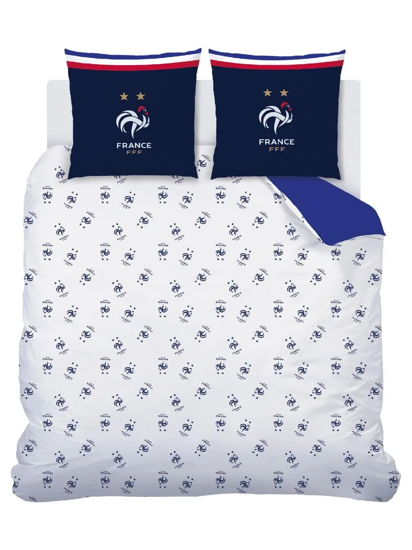 Parure de lit imprimée 100% coton, FFF DRAPEAU - Bleu marine