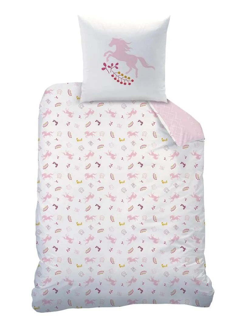 Parure de lit imprimée 100% coton, SPIRIT LAND - Rose