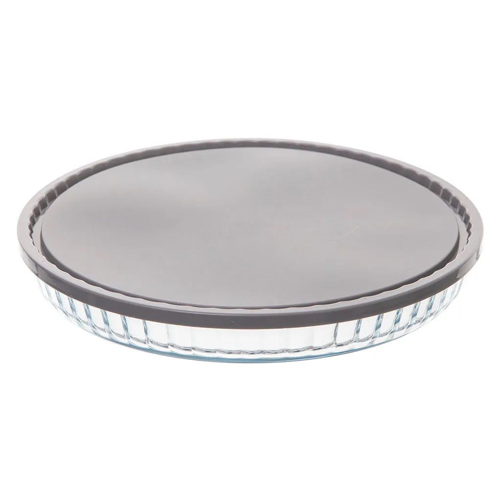 Plat à tarte en verre avec couvercle 27cm 