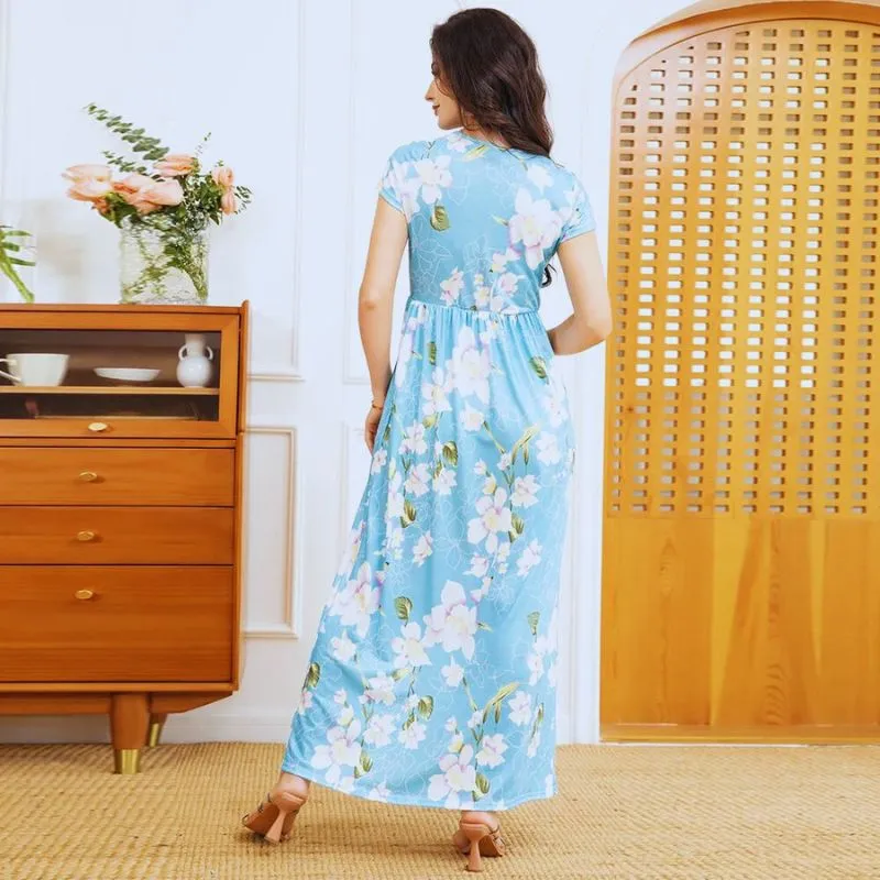 Robe Très Longue à Motifs Floraux