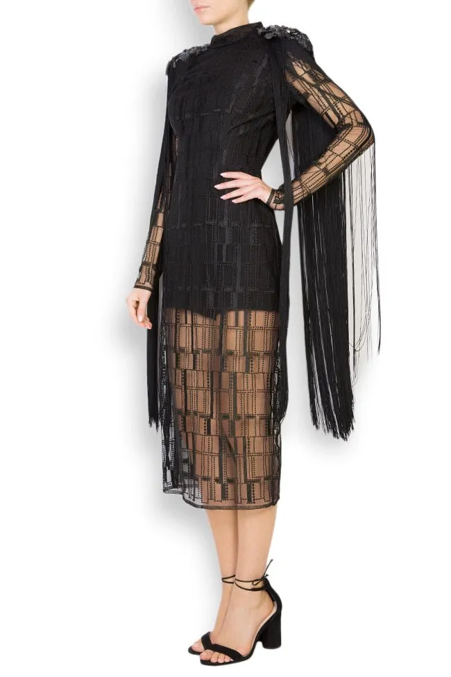 Style Up Robe en tulle avec des broderies et franges Kary